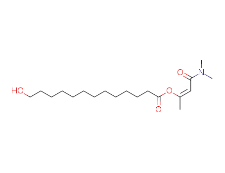 Molecular Structure of 89611-21-2 (Tridecanoic acid, 13-hydroxy-,
3-(dimethylamino)-1-methyl-3-oxo-1-propenyl ester, (Z)-)