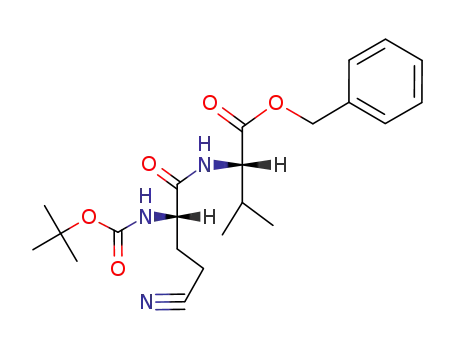 Molecular Structure of 91126-99-7 (L-Valine, 4-cyano-N-[(1,1-dimethylethoxy)carbonyl]-L-2-aminobutanoyl-,
phenylmethyl ester)