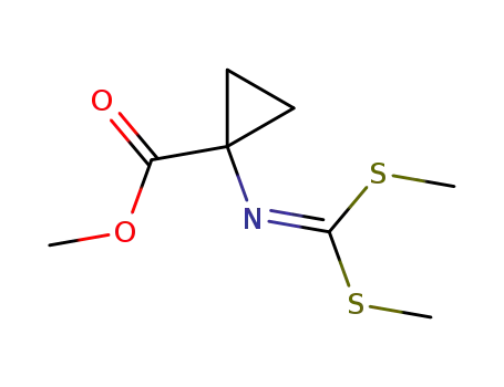 Molecular Structure of 143982-61-0 (Cyclopropanecarboxylic acid, 1-[[bis(methylthio)methylene]amino]-,
methyl ester)