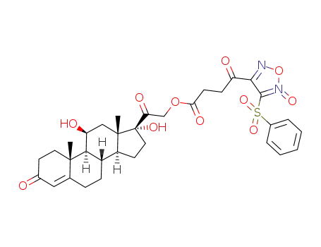 4-(4-benzenesulfonyl-5-oxy-furazan-3-yl)-4-oxo-butyric acid 2-(11,17-dihydroxy-10,13-dimethyl-3-oxo-2,3,6,7,8,9,10,11,12,13,14,15,16,17-tetradecahydro-1H-cyclopenta[a]phenanthren-17-yl)-2-oxo-ethyl ester