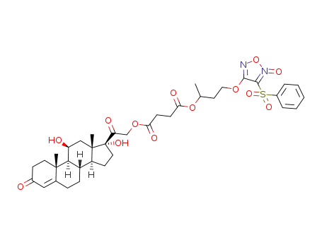 succinic acid 3-(4-benzenesulfonyl-5-oxy-furazan-3-yloxy)-1-methyl-propyl ester 2-(11,17-dihydroxy-10,13-dimethyl-3-oxo-2,3,6,7,8,9,10,11,12,13,14,15,16,17-tetradecahydro-1H-cyclopenta[a]phenanthren-17-yl)-2-oxo-ethyl ester