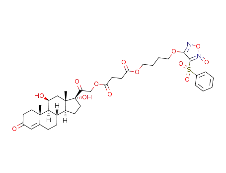 succinic acid 4-(4-benzenesulfonyl-5-oxy-furazan-3-yloxy)-butyl ester 2-(11,17-dihydroxy-10,13-dimethyl-3-oxo-2,3,6,7,8,9,10,11,12,13,14,15,16,17-tetradecahydro-1H-cyclopenta[a]phenanthren-17-yl)-2-oxo-ethyl ester