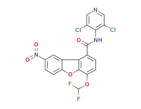 Molecular Structure of 685875-02-9 (1-Dibenzofurancarboxamide,
N-(3,5-dichloro-4-pyridinyl)-4-(difluoromethoxy)-8-nitro-)