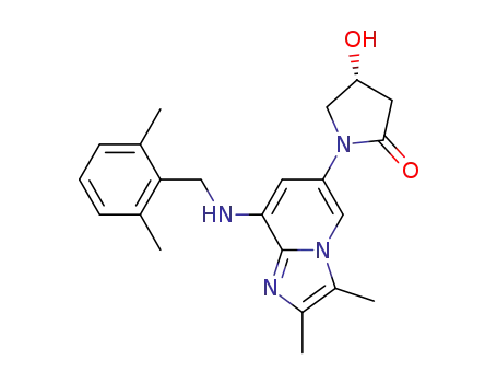 (4R)-1-(8-{[(2,6-dimethylphenyl)methyl]amino}-2,3-dimethylimidazo[1,2-a]pyridin-6-yl)-4-hydroxy-2-pyrrolidinone