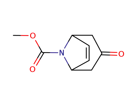 Molecular Structure of 53416-89-0 (8-Azabicyclo[3.2.1]oct-6-ene-8-carboxylic acid, 3-oxo-, methyl ester)