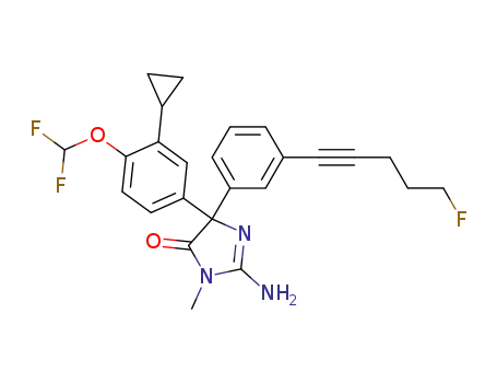 2-amino-4-(3-cyclopropyl-4-(difluoromethoxy)phenyl)-4-(3-(5-fluoropent-1-ynyl)phenyl)-1-methyl-1H-imidazol-5(4H)-one