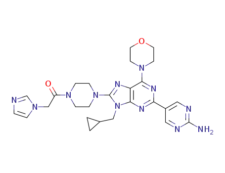 5-{9-(Cyclopropylmethyl)-8-[4-(1H-imidazol-1-ylacetyl)piperazin-1-yl]-6-morpholin-4-yl-9H-purin-2-yl}pyrimidin-2-amine