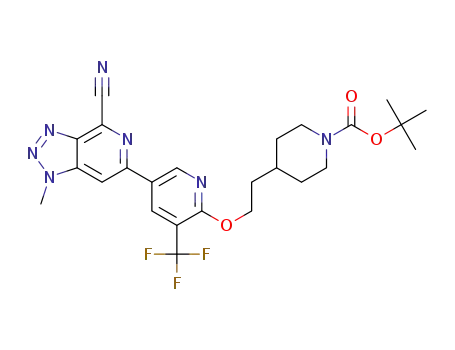 tert-butyl 4-(2-(5-(4-cyano-1-methyl-1H-[1,2,3]triazolo[4,5-c]pyridin-6-yl)-3-(trifluoromethyl)pyridin-2-yloxy)ethyl)piperidine-1-carboxylate