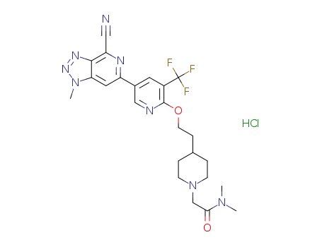 6-(6-(2-(1-(2-dimethylamino-2-oxo-ethyl)piperidin-4-yl)ethoxy)-5-(trifluoromethyl)pyridin-3-yl)-1-methyl-1H-[1,2,3]triazolo[4,5-c]pyridine-4-carbonitrile hydrochloride