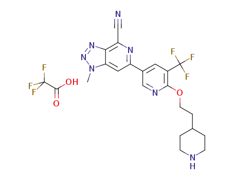 1-methyl-6-(6-(2-(piperidin-4-yl)ethoxy)-5-(trifluoromethyl)pyridin-3-yl)-1H-[1,2,3]triazolo[4,5-c]pyridine-4-carbonitrile trifluoroacetate