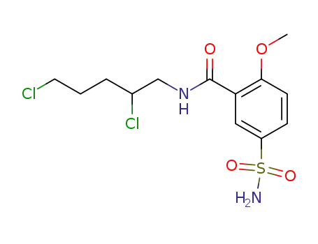 Molecular Structure of 67833-50-5 (5-(Aminosulphonyl)-N-(2,5-dichloropentyl)-2-methoxybenzamide)