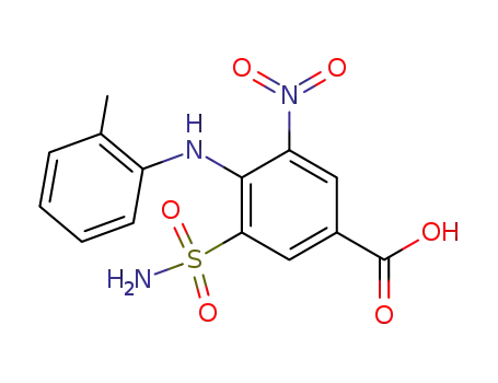 Molecular Structure of 28337-63-5 (Benzoic acid, 3-(aminosulfonyl)-4-[(2-methylphenyl)amino]-5-nitro-)