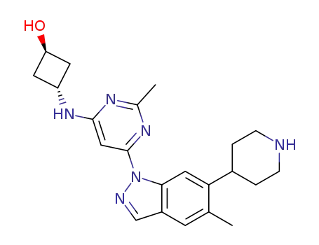 trans-3-((2-methyl-6-(5-methyl-6-(piperidin-4-yl)-1H-indazol-1-yl)pyrimidin-4-yl)amino)cyclobutanol