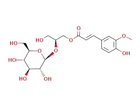 Molecular Structure of 120601-64-1 (b-D-Glucopyranoside,(1S)-2-hydroxy-1-[[[(2E)-3-(4-hydroxy-3-methoxyphenyl)-1-oxo-2-propen-1-yl]oxy]methyl]ethyl)