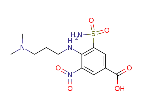 4-(3-dimethylaminopropylamino)-3-nitro-5-sulphamyl-benzoic acid