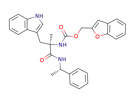 Molecular Structure of 158991-23-2 (N-[2-(1H-Indol-3-yl)-1(R)-methyl-1-[1(S)-phenylethylcarbamoyl]ethyl]carbamic acid benzofuran-2-ylmethyl ester)