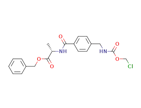 Molecular Structure of 502158-15-8 (L-Alanine, N-[4-[[[(chloromethoxy)carbonyl]amino]methyl]benzoyl]-,
phenylmethyl ester)