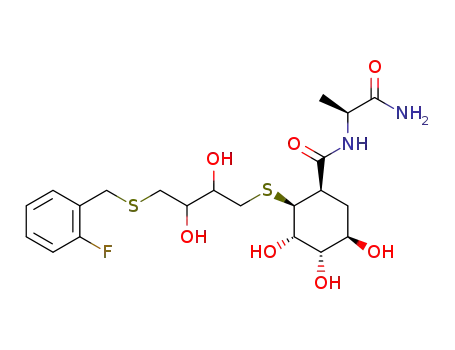 (1R,2S,3S,4S,5R)-2-[4-(2-Fluoro-benzylsulfanyl)-2,3-dihydroxy-butylsulfanyl]-3,4,5-trihydroxy-cyclohexanecarboxylic acid ((S)-1-carbamoyl-ethyl)-amide
