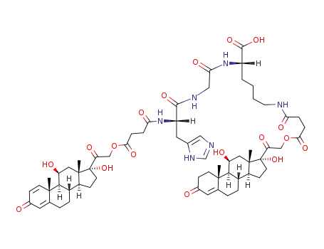 Nα-(prednisolone-21-O-β-carbonylpropionyl)-His-Gly-Nε-(hydrocortisone-21-O-β-carbonyl-propionyl)-Lys-OH