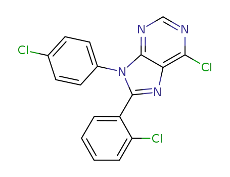 Molecular Structure of 686344-50-3 (9H-Purine, 6-chloro-8-(2-chlorophenyl)-9-(4-chlorophenyl)-)