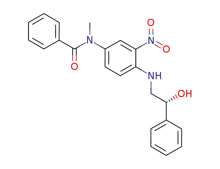 Molecular Structure of 863409-16-9 (Benzamide,
N-[4-[[(2R)-2-hydroxy-2-phenylethyl]amino]-3-nitrophenyl]-N-methyl-)