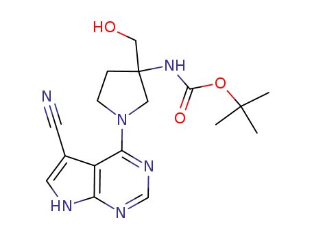 [1-(5-cyano-7H-pyrrolo[2,3-d]pyrimidin-4-yl)-3-hydroxymethyl-pyrrolidin-3-yl]-carbamic acid tert-butyl ester