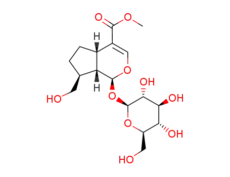 Molecular Structure of 42830-26-2 ((1S)-1α-(β-D-Glucopyranosyloxy)-1,4aα,5,6,7,7aα-hexahydro-7α-(hydroxymethyl)cyclopenta[c]pyran-4α-carboxylic acid methyl ester)