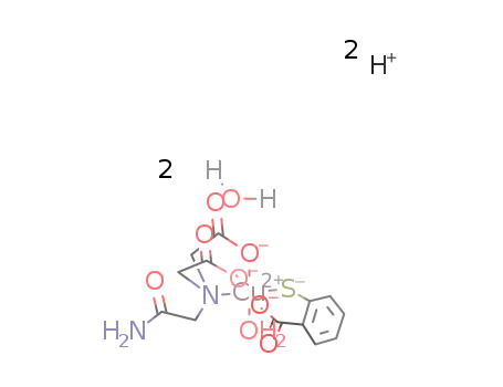 2H(1+)*Cu(H2NC(O)CH2N(CH2COO)2)(C6H4(S)COO)(H2O)(2-)*2H2O=H2[Cu(H2NC(O)CH2N(CH2COO)2)(C6H4(S)COO)(H2O)]*2H2O