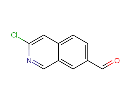 Molecular Structure of 1337879-96-5 (3-Chloro-2-azanaphthalene-7-carboxaldehyde, 3-Chloro-7-formylisoquinoline)