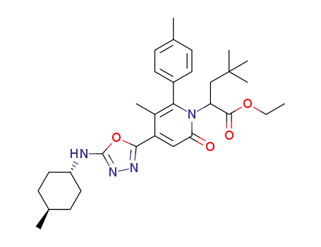 ethyl 4,4-dimethyl-2-(5-methyl-4-(5-(((1r,4r)-4-methylcyclohexyl)amino)-1,3,4-oxadiazol-2-yl)-2-oxo-6-(p-tolyl)pyridin-1(2H)-yl)pentanoate