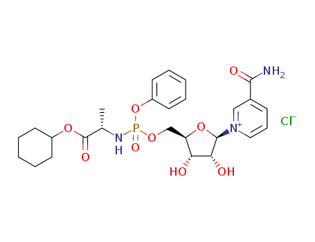 3-carbamoyl-1-((2R,3R,4S,5R)-5-((((((S)-1-(cyclohexyloxy)-1-oxopropan-2-yl)amino)(phenoxy)phosphoryl)oxy)methyl)-3,4-dihydroxy-tetrahydrofuran-2-yl)pyridin-1-ium chloride