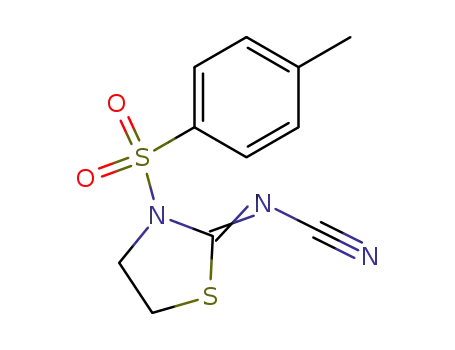 Molecular Structure of 97097-66-0 (2-Thiazolidinimine, N-cyano-3-[(4-methylphenyl)sulfonyl]-)