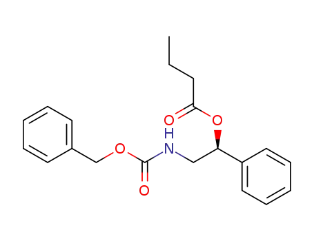 Molecular Structure of 144315-91-3 (Butanoic acid, 1-phenyl-2-[[(phenylmethoxy)carbonyl]amino]ethyl ester,
(S)-)