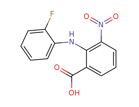 Molecular Structure of 106976-05-0 (Benzoic acid, 2-[(2-fluorophenyl)amino]-3-nitro-)