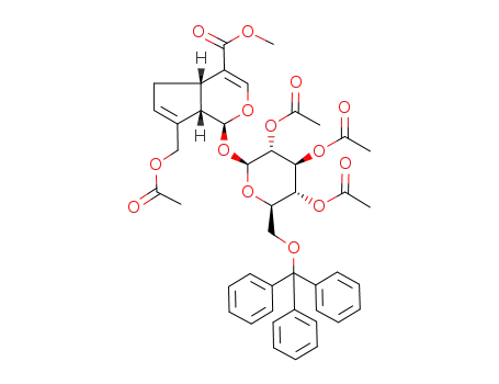 (1S,4aS,7aS)-7-Acetoxymethyl-1-((2S,3R,4S,5R,6R)-3,4,5-triacetoxy-6-trityloxymethyl-tetrahydro-pyran-2-yloxy)-1,4a,5,7a-tetrahydro-cyclopenta[c]pyran-4-carboxylic acid methyl ester