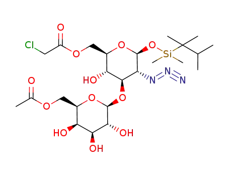 Chloro-acetic acid (2R,3S,4R,5R,6S)-4-((2R,3R,4S,5R,6R)-6-acetoxymethyl-3,4,5-trihydroxy-tetrahydro-pyran-2-yloxy)-5-azido-6-[dimethyl-(1,1,2-trimethyl-propyl)-silanyloxy]-3-hydroxy-tetrahydro-pyran-2-ylmethyl ester