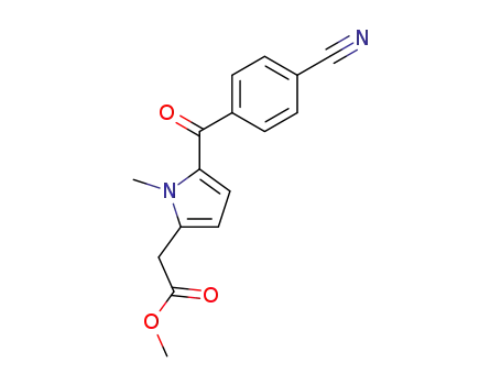 Molecular Structure of 617721-38-7 (1H-Pyrrole-2-acetic acid, 5-(4-cyanobenzoyl)-1-methyl-, methyl ester)