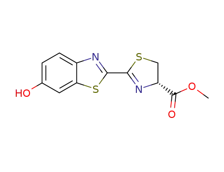 Molecular Structure of 73918-26-0 (4-Thiazolecarboxylic acid, 4,5-dihydro-2-(6-hydroxy-2-benzothiazolyl)-,
methyl ester, (S)-)
