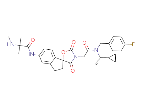 N-[4’-({[(1S)-1-cyclopropylethyl][(4-fluorophenyl)methyl]carbamoyl}methyl)-3‘,5’-dioxo-2,3-dihydrospiro[indene-1,2’-[1,4]oxazolidine]-5-yl]-2-methyl-2-(methylamino)propanamide