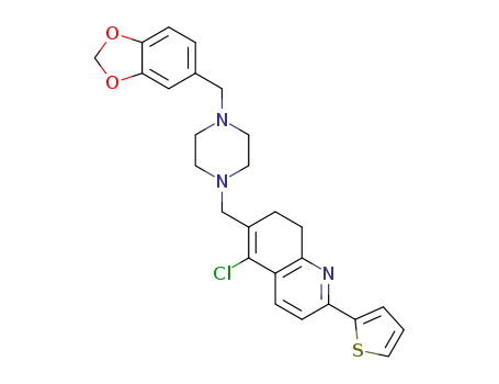 6-((4-(benzo[d] [1,3]dioxol-5-ylmethyl)piperazinyl)methyl)-5-chloro-2-(thiophen-2-yl)-7,8-dihydroquinoline