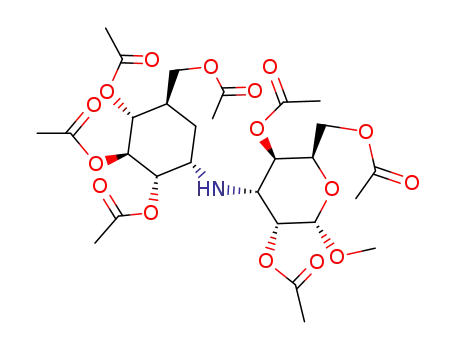 Acetic acid (2R,3R,4R,5R,6S)-5-acetoxy-2-acetoxymethyl-6-methoxy-4-((1S,2S,3S,4R,5R)-2,3,4-triacetoxy-5-acetoxymethyl-cyclohexylamino)-tetrahydro-pyran-3-yl ester