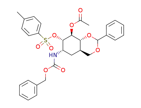 3-O-acetyl 4,6-O-benzylidene-N-benzyloxycarbonyl-2-O-(p-tolylsulfonyl)-5a-carba-D-glucopyranosylamine