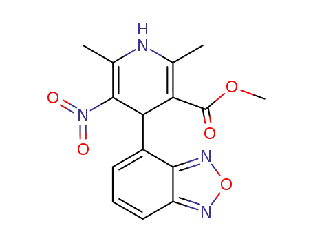 Molecular Structure of 105567-84-8 (3-Pyridinecarboxylic acid,
4-(2,1,3-benzoxadiazol-4-yl)-1,4-dihydro-2,6-dimethyl-5-nitro-, methyl
ester)