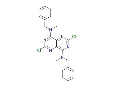 Molecular Structure of 213840-37-0 (Pyrimido[5,4-d]pyrimidine-4,8-diamine,
2,6-dichloro-N,N'-dimethyl-N,N'-bis(phenylmethyl)-)