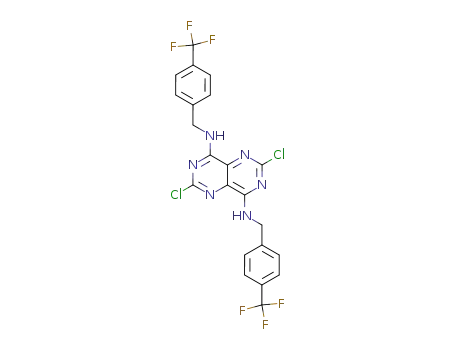 Molecular Structure of 213840-34-7 (Pyrimido[5,4-d]pyrimidine-4,8-diamine,
2,6-dichloro-N,N'-bis[[4-(trifluoromethyl)phenyl]methyl]-)