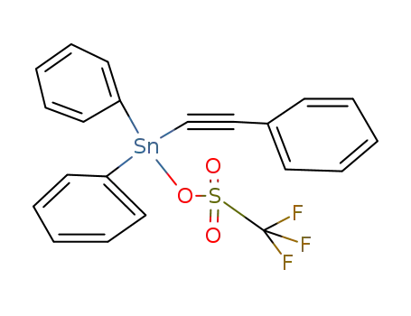 Molecular Structure of 135580-42-6 (Stannane, diphenyl(phenylethynyl)[[(trifluoromethyl)sulfonyl]oxy]-)