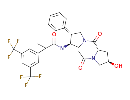 N-[(3S,4R)-1-((2S,4R)-1-acetyl-4-hydroxy-pyrrolidine-2-carbonyl)-4-phenyl-pyrrolidin-3-yl]-2-(3,5-bis-trifluoromethyl-phenyl)-N-methyl-isobutyramide