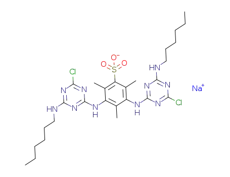 3,5-bis((4-chloro-6-(hexylamino)-1,3,5-triazine-2-yl)amino)-2,4,6-trimethylbenzenesulfonic acid sodium salt