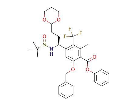 phenyl 6-(benzyloxy)-4-[3-(1,3-dioxan-2-yl)-1-{[(S)-2-methylpropane-2-sulfinyl]amino}propyl]-2-methyl-3-(trifluoromethyl)benzoate
