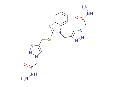 2-(4-(((1-((1-(2-hydrazinyl-2-oxoethyl)-1H-1,2,3-triazol-4-yl)methyl)-1H-benzo[d]imidazol-2-yl)thio)methyl)-1H-1,2,3-triazol-1-yl)acetohydrazide